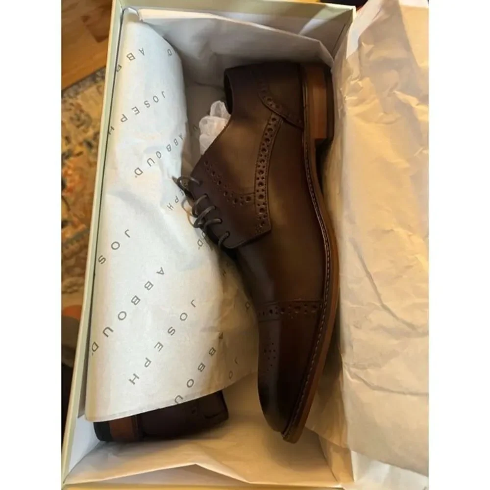 Joseph Abboud NWB Sz9.5 Burgundy/Cherry Leather Owings Cap Toe Lace Up Oxfords D
